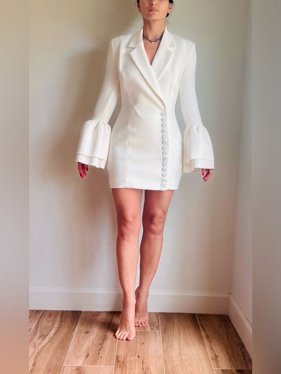 MISHA COLLECTION Dresses & Skirts - Misha Collection Larissa White Blazer Dress | Bell Sleeve Mini
